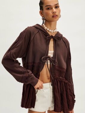 Free People Candy Lace Sweatshirt XS NWT